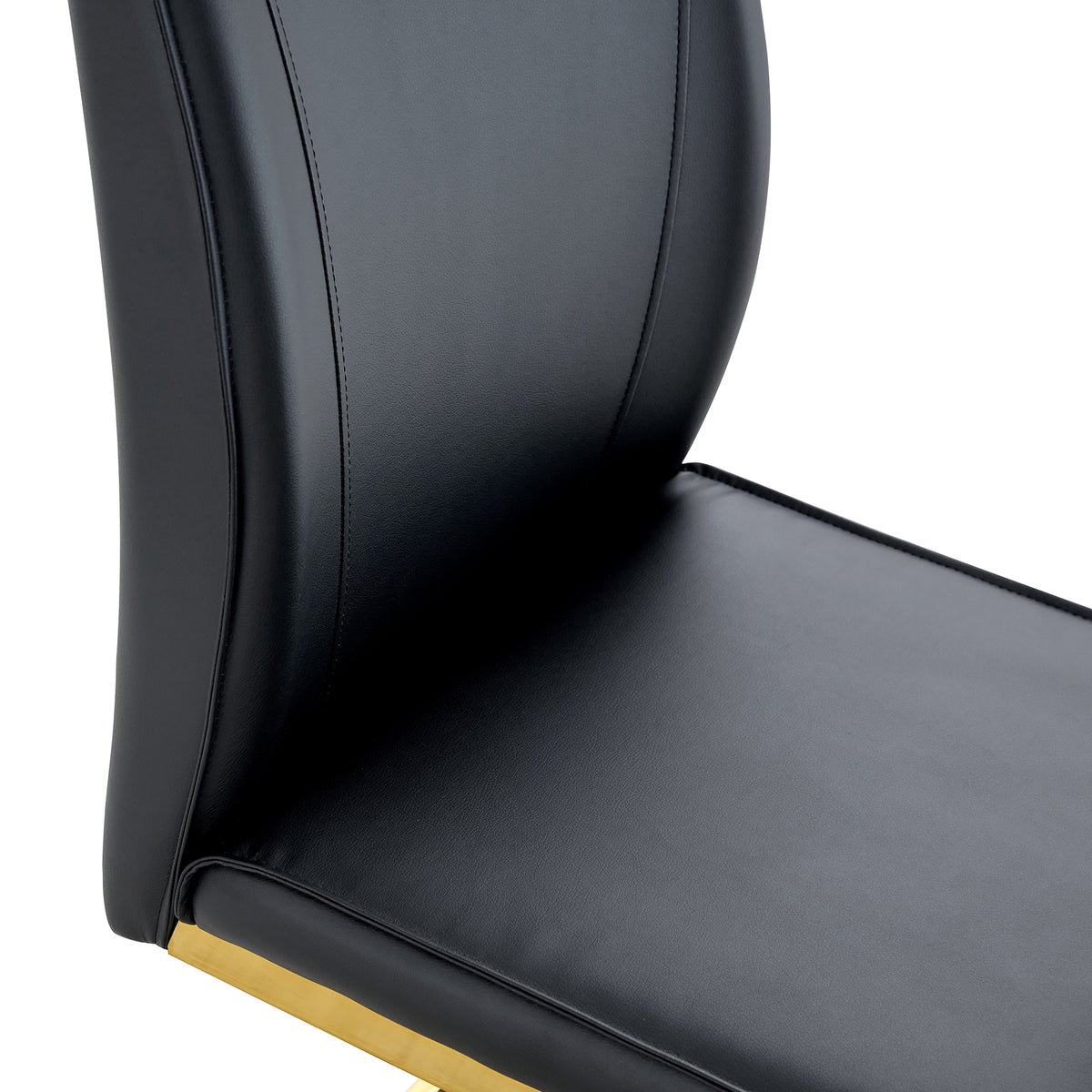 Luxury Simple Arch Chair Set Of 2 Black Pu Material High Resilience Dining Chair With Arched Metal Gold Leg. Black Gold Set Of 2 Metal,Pu