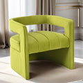 Modern Velvet Accent Chair With Ribbed Detail, Luxury Curved Fully Upholstered Accent Chair, Green No Assembly Needed Green Velvet