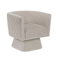 1Pc Swivel Chair Taupe Velvet Fabric Upholstery Solid Wood Diamond Pattern Stitched Back Comfort Chair Living Room Furniture Taupe Primary Living Space Contemporary Plywood,Solid Wood