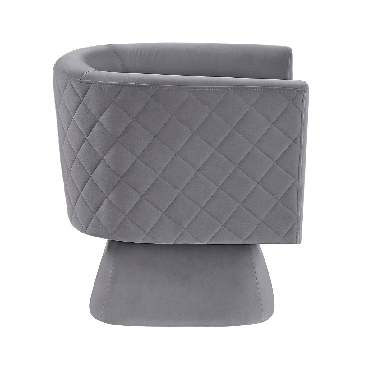 1Pc Swivel Chair Gray Velvet Fabric Upholstery Solid Wood Diamond Pattern Stitched Back Comfort Chair Living Room Furniture Gray Primary Living Space Contemporary Plywood,Solid Wood