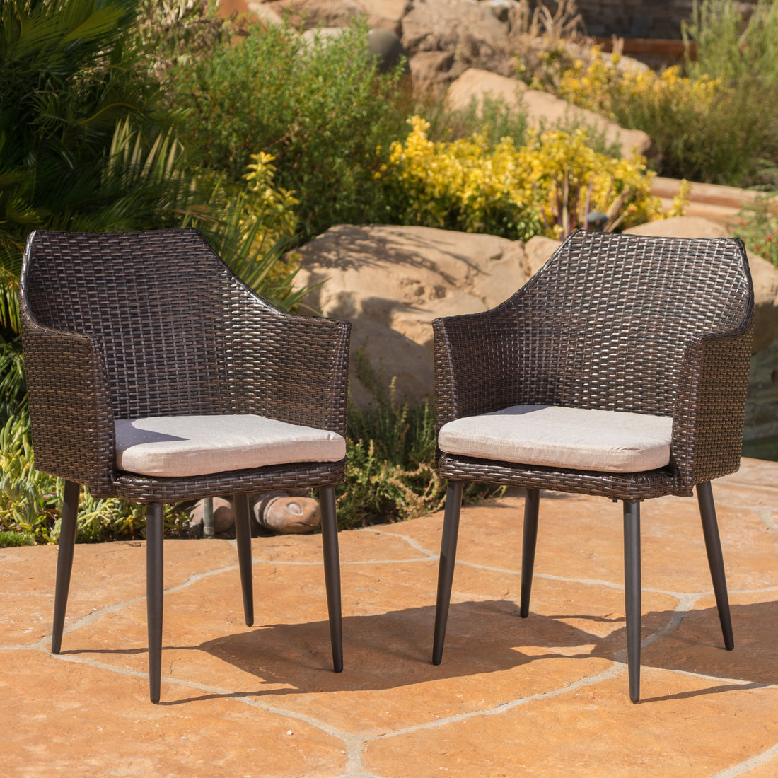 Kennethchair Brown Multi Pe Rattan Iron Waterproof Fabric