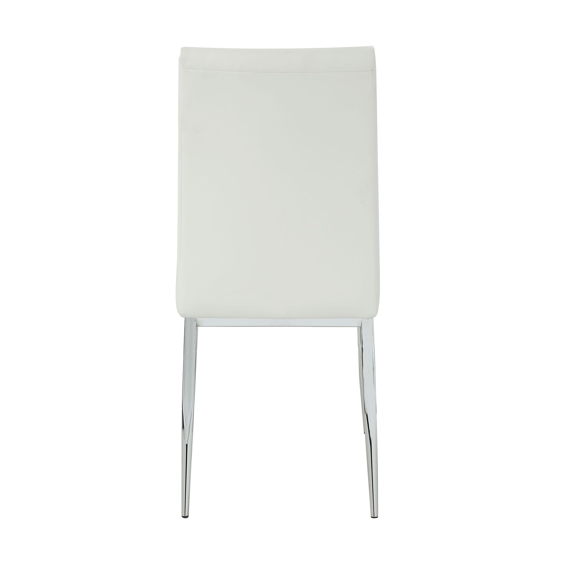 Beige And Chrome Side Chair With Metal Leg Set Of 2 Solid Beige Dining Room Side Chair Solid Back Set Of 2 Faux Leather