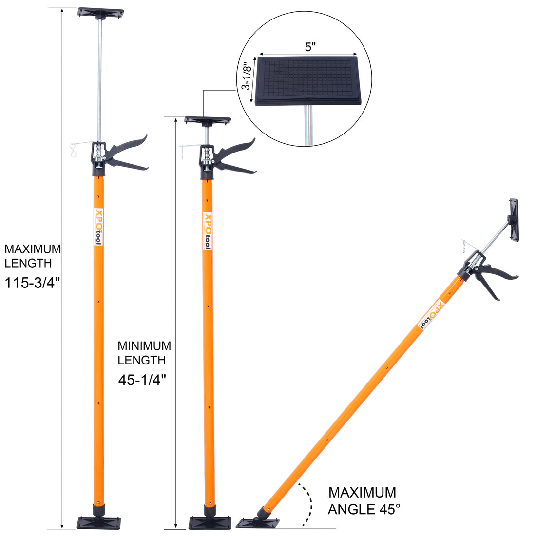 2Pack Adjustable Support Pole,Steel 3Rd Hand Support System,Support Rod For Jacks Cargo Bars Drywalls,Cabinet Jacks For Installing Cabinets,Extends From 45 To 114 Inch ,With Carry Bag Orange Steel