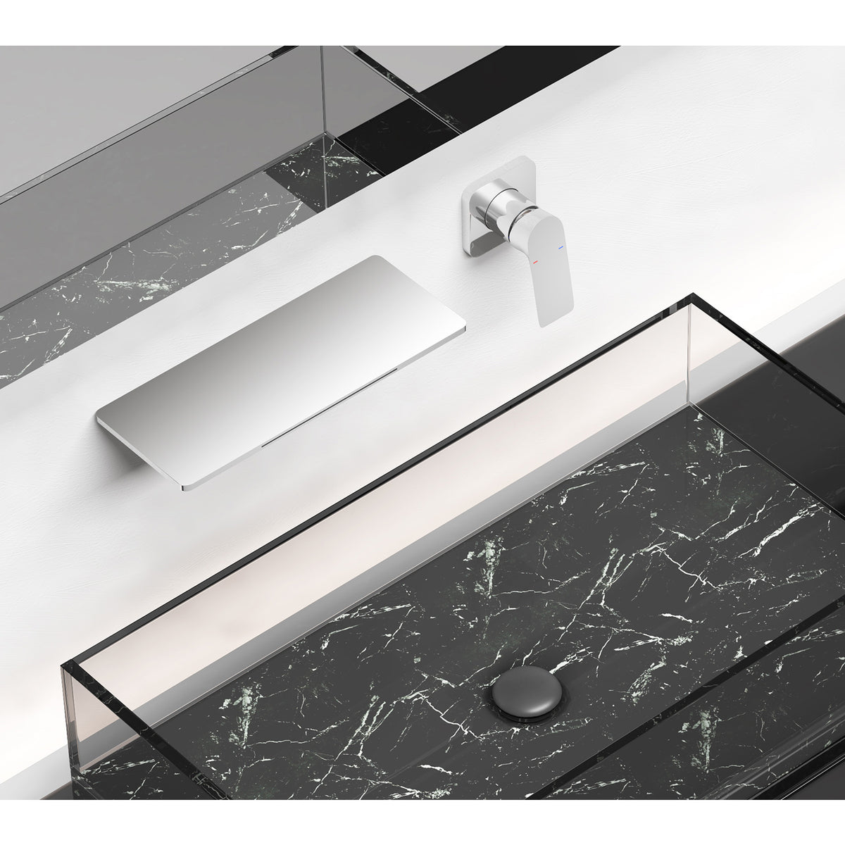 Waterfall Bathroom Sink Faucet Chrome Brass