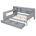 Full Size Wooden Daybed With 3 Drawers, Usb Ports And Deskgray Full Gray Wood