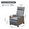 Outdoor Recliner Chair, Patio Recliner With Hand Woven Wicker, Flip Table Push Back, Adjustable Angle, 6.8'' Thickness Cushions, Reclining Lounge Chair For Indoor And Outdoor, Gray Yes Gray Garden & Outdoor Steel Rattan