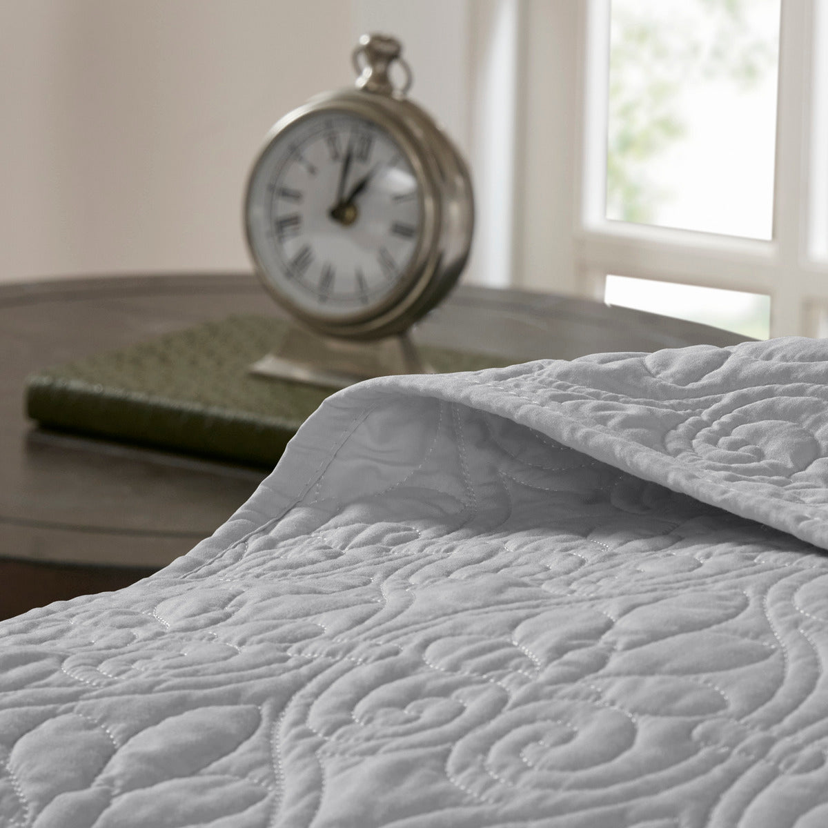 Reversible Bedspread Set Grey Queen Grey Cotton