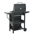 Propane Gas Grill 4 Burner Barbecue Grill, Stainless Steel 34,000 Btu Patio Garden Barbecue Grill With Two Shelves, Lid, Wheels And Bottle Opener Black Iron
