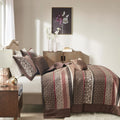5 Piece Jacquard Quilt Set With Throw Pillows Red Full Queen Full Red Cotton