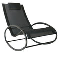 Outsunny Pool Lounger, Outdoor Rocking Lounge Chair For Sunbathing, Pool, Beach, Porch With Pillow & Cool Mesh, Sun Tanning Rocker, Black Black Steel
