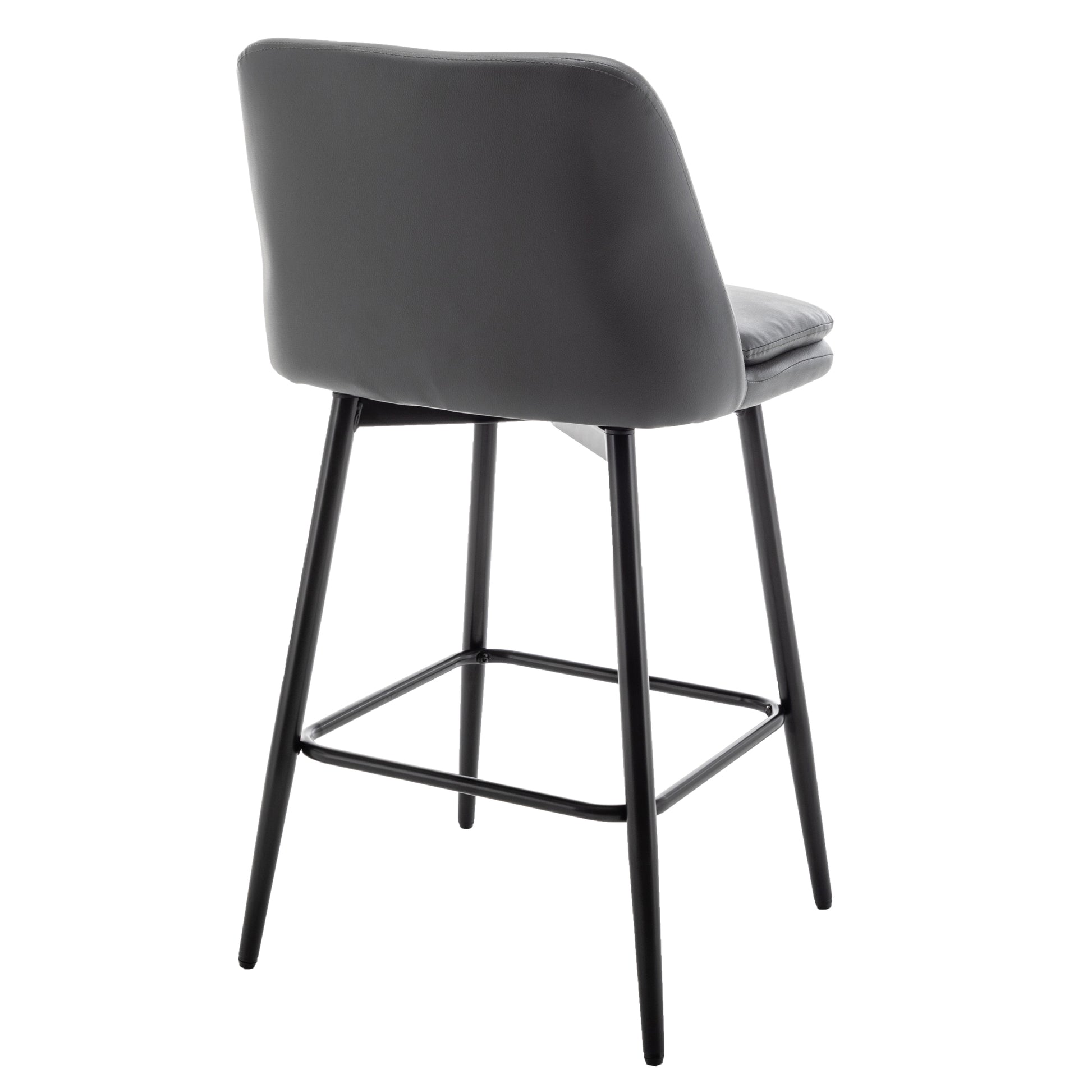 Counter Height Swivel Bar Stools Set Of 2, 360 Swivel Upholstered Barstools With Back And Metal Legs, 25.6" Seat Height,Counter Stools For Kitchen Island And Pub,Faux Leather,Grey Dark Grey Set Of 2 Pu Leather