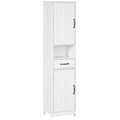 Kleankin Slim Bathroom Storage Cabinet, Tall Bathroom Cabinet, Linen Tower With Open Shelf, Drawer, Recessed Doors, And Adjustable Shelves, White White Mdf