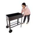 Aveyas Mobile Metal Raised Garden Bed Cart With Legs, Elevated Tall Planter Box With Wheels For Outdoor Indoors House Patio Backyard Vegetables Tomato Diy Herb Grow Black Black Metal