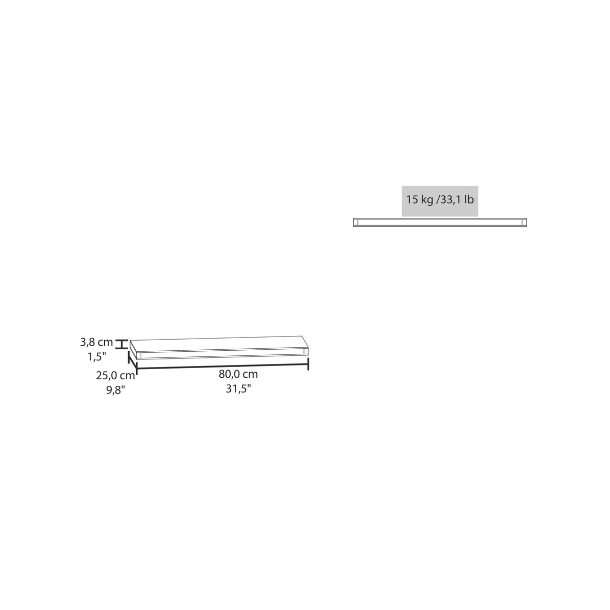 Ecco 31.5" Wide Floating Shelves Set Of 2, Shelves For Wall Decor For Bedroom, Bathroom Storage Shelves, Book Shelves For Living Room 2 Or Less Brown Primary Living Space Modern With Doors Particle
