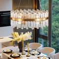 23.6 Inches Luxury Chandeliers Crystal Living Room Bedroom Decorative Lights Simple Modern Dining Room Led Lighting,For Home Decor Bulbs Not Included Golden Crystal Iron