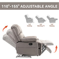 Large Manual Recliner Chair In Fabric For Living Room, Grey Grey Suede Manual Handle Metal Primary Living Space Medium Firm Cushion Back Heavy Duty American Design Pine Pillow Top Arms Fiber Foam And Polyester Fiber Pad Fabric
