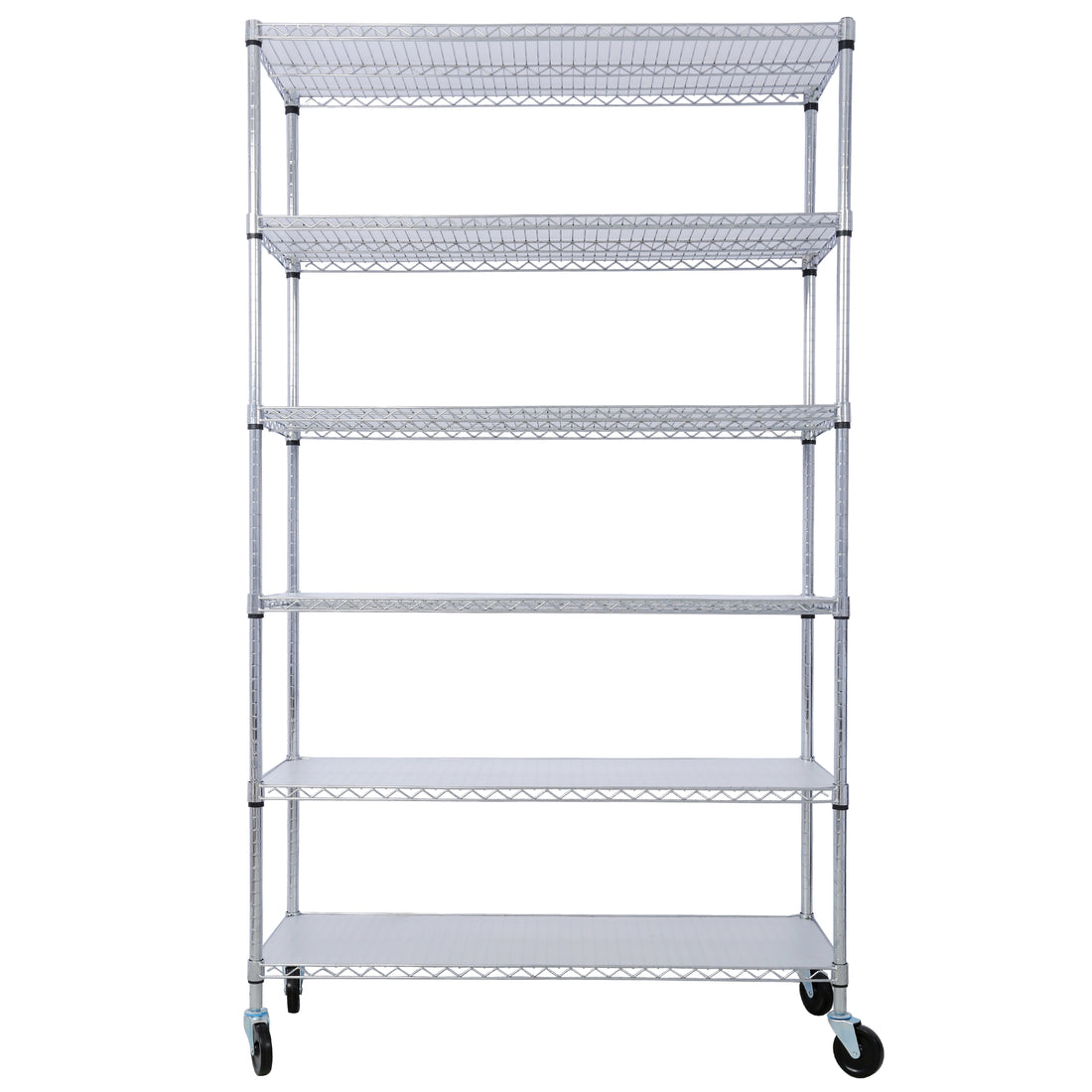 6 Tier 6000Lbs Capacity Nsf Metal Shelf Wire Shelving Unit, Heavy Duty Adjustable Storage Rack With Wheels & Shelf Liners For Commercial Grade Utility Steel Storage Rack, Chrome 84"H X 48"L X 20"D Chrome Metal