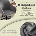 Velvet Office Desk Chair, Modern Home Desk Chair With Wheelsvanity Chairs For Living Room, Bedroom,Study Room Grey Black Foam Polyester Blend