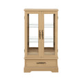 Glass Cabinet Lighted Glass Cabinet Curio Display Cabinet With Adjustable Glass Shelves 2 Doors And 1 Drawer Cabinet Bulb Included Oak Oak Mdf Glass