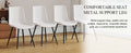 Table And Chair Set, Textured Top In Vintage Wood Color, Black Metal Legs. Dining Chair With White Faux Leather Backrest Cushion With Black Metal Legs. Wood Seats 8 Mdf Metal