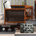 Outsunny 3 Pieces Patio Bistro Set Wooden With Cushions, Pe Wicker Patio Furniture Outdoor For Porch, Backyard, Garden, Brown Brown Rattan Metal
