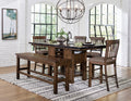 Dark Brown Finish Storage Base Counter Height Table 1Pc Extension Leaf 2 Drawers 9 Bottles Wine Rack Decorative Metal Rivet Banding Dining Furniture Dark Brown Seats 6 Dining Room Transitional Kitchen & Dining Tables Rectangular Wood