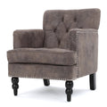 Harrison Tufted Club Chair Grey Brown Microfiber 1 Seat
