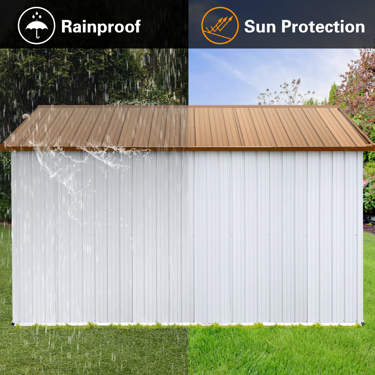 Metal Garden Sheds 10Ftx12Ft Outdoor White Yellow White Metal