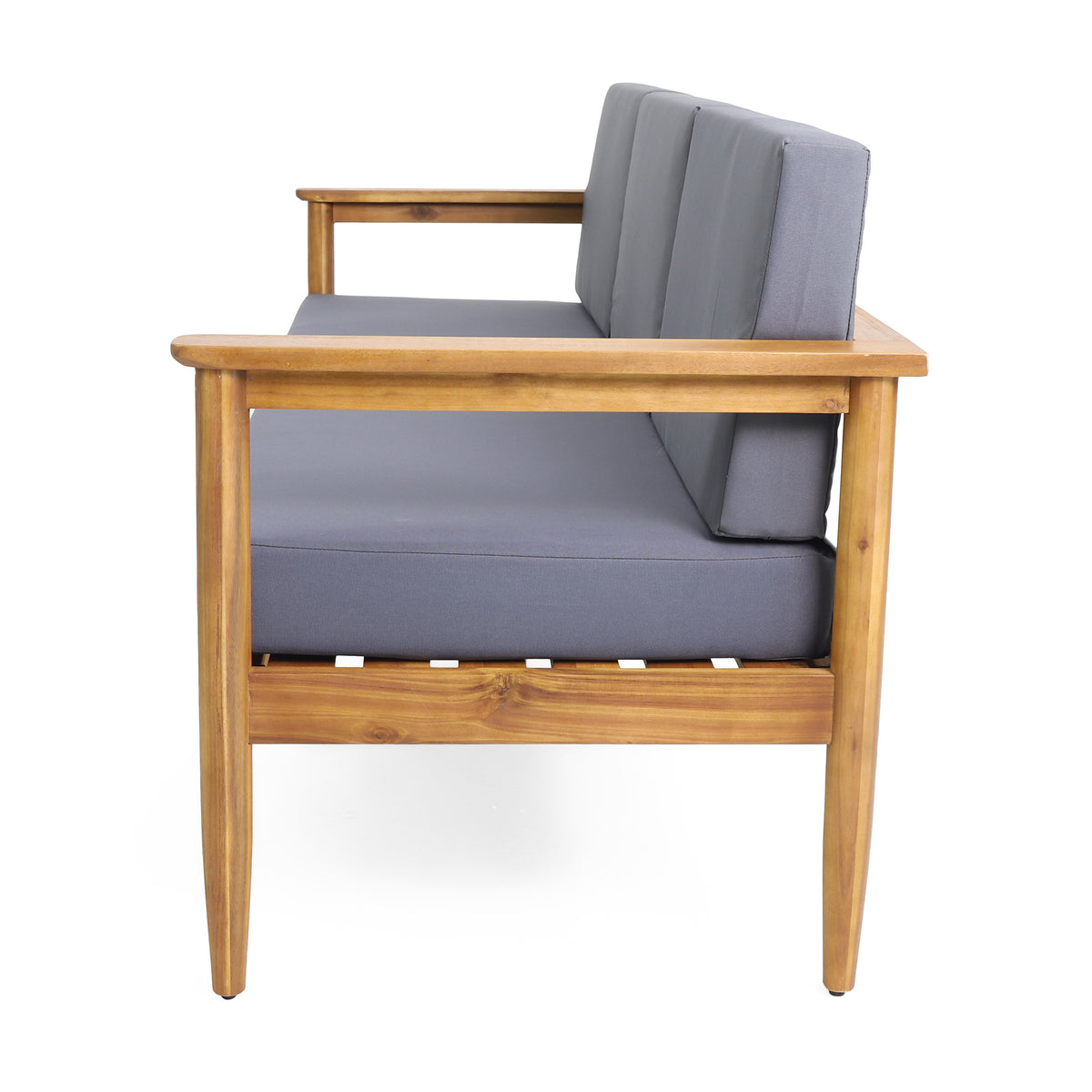 Gavin 3 Seater Dark Grey Wood Fabric