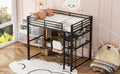 Full Size Metal Loft Bed With Built In Wardrobe, Drawer, Desk And Shelves, Black Expected Arrival Time: 9.7 Box Spring Not Required Full Black Metal Wood Metal