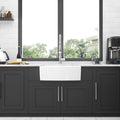 White Farmhouse Sink 24 Inch White Kitchen Sink Ceramic Arch Edge Apron Front Single Bowl Farm Kitchen Sinks White Ceramic