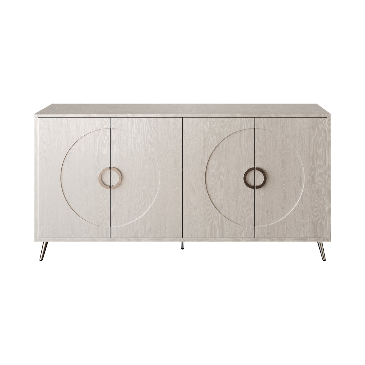 Modern Lacquered 4 Door Wooden Cabinet Sideboard Buffet Server Cabinet Storage Cabinet, For Living Room, Entryway, Hallway, Office, Kitchen And Dining Room, Champagne Silver Lacquered Champagne Adjustable Shelves Engineered Wood