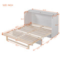 Queen Murphy Bed With Large Drawers,White Queen White Plywood