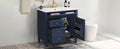 36'' Bathroom Vanity With Top Sink, Modern Bathroom Storage Cabinet With 2 Drawers And A Tip Out Drawer, Single Sink Bathroom Vanity Blue Bathroom Solid Wood Mdf Ceramic,Solid Wood Mdf