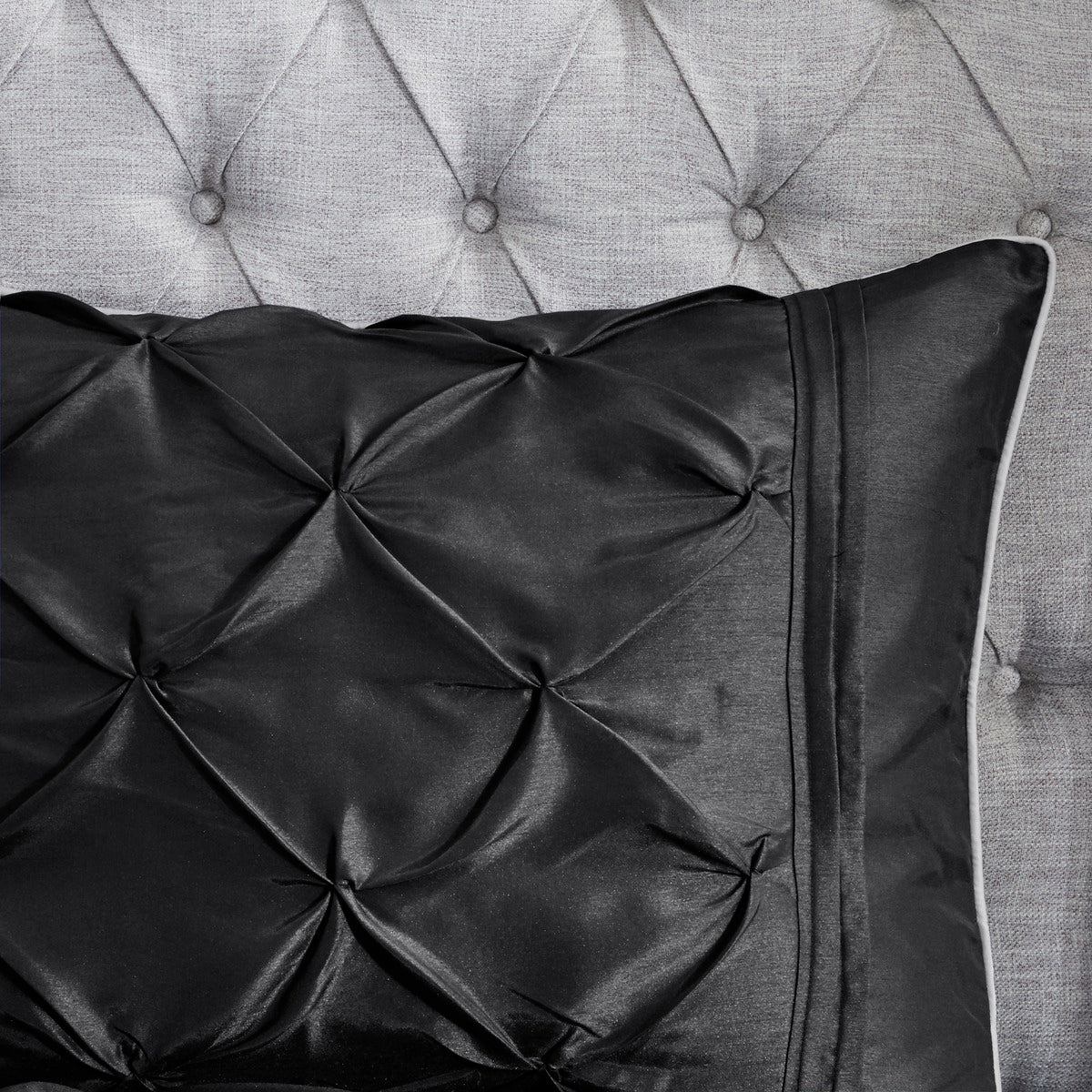 7 Piece Tufted Comforter Set Black Queen Queen Black Polyester