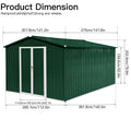Metal Garden Sheds 10Ftx12Ft Outdoor White Green White Green Metal