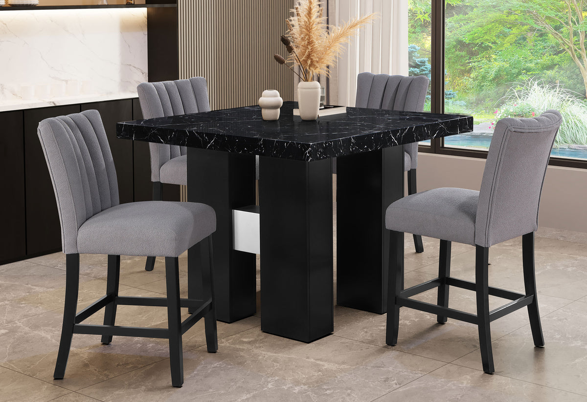 Mikha Black Bar Table Black Rubber Wood