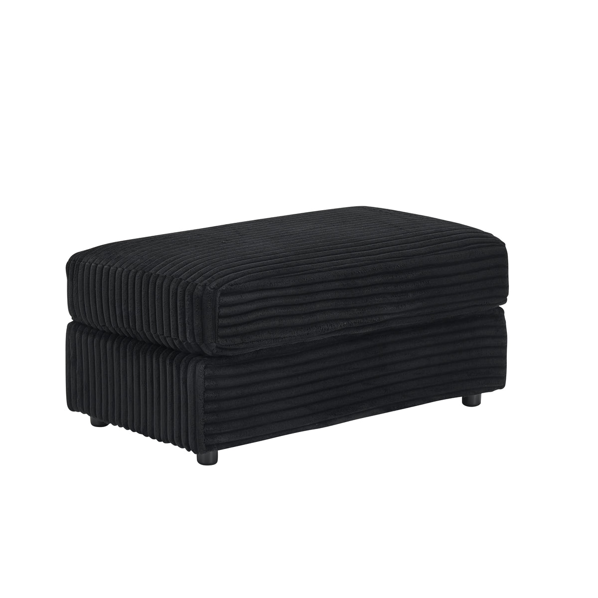 39 Inch Spring Upholstered Armchair And Ottoman Set Comfortable Single Sofa With Cup Holder And Corduroy Fabric, Perfect For Living Room Or Bedroom Black Corduroy 1 Seat