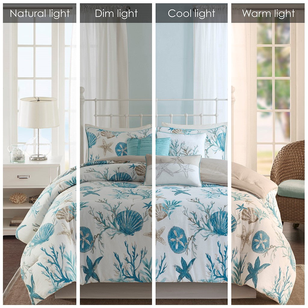 7 Piece Cotton Sateen Comforter Set Aqua Cal King California King Aqua Cotton