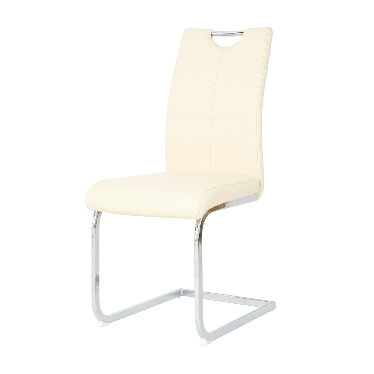 Modern Pu Dining Chair Living Room Chair Upholstered Chair, Electroplated Metal Legs Design, Kitchen, Living Room, Bedroom, Dining Room Side Chair Set Of 2 Light Yellow Metal