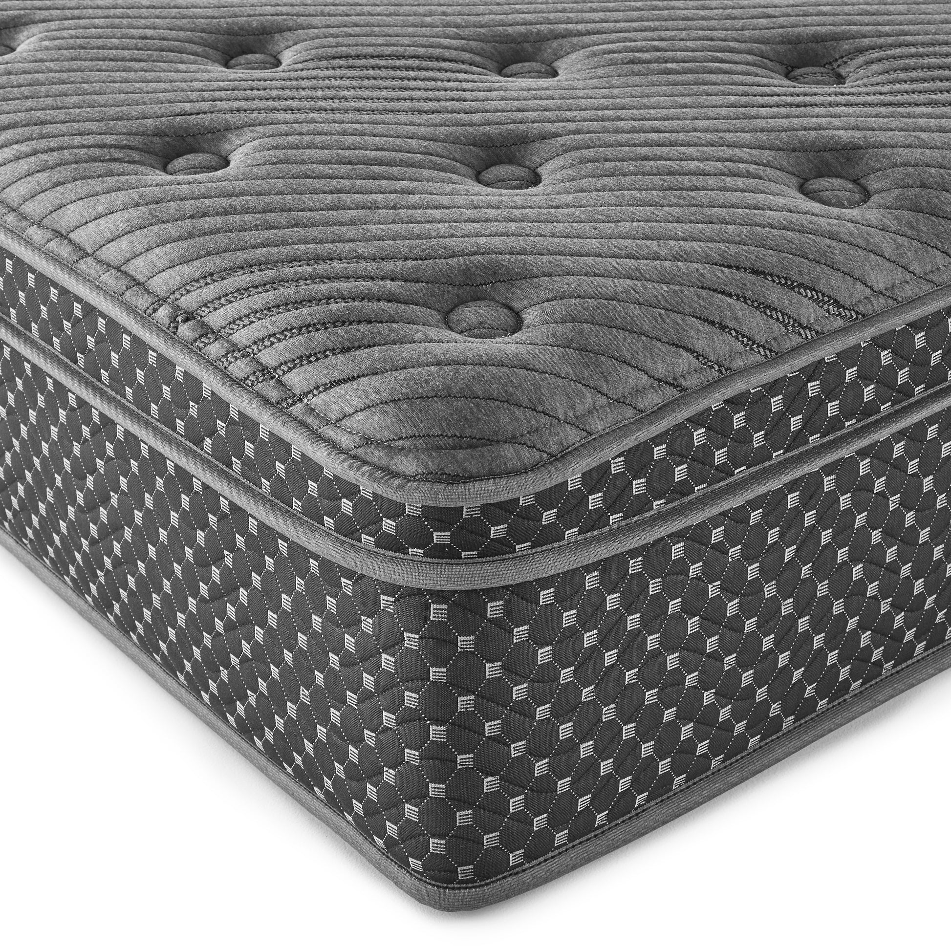 13" Quilted Eurotop Hybrid King Mattress, Plush Black Foam Spring King