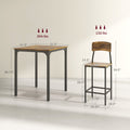 Homcom 3 Piece Counter Height Bar Table And Chairs Set, Industrial Small Dining Table Set For 2, Square Kitchen Table And Stools With Steel Frame, Rustic Brown And Black Brown Black Steel