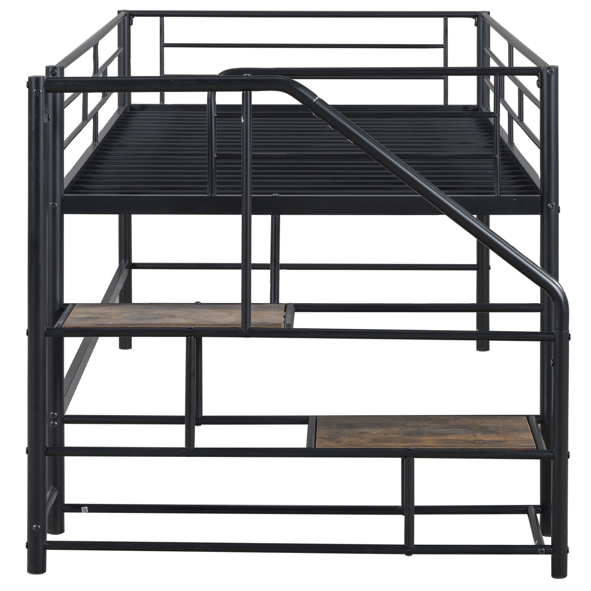 Mid Loft Bed With Storage Stairs, Twin, Black Twin Black Mdf Metal
