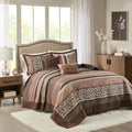 5 Piece Jacquard Quilt Set With Throw Pillows Red Full Queen Full Red Cotton