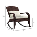 Outsunny Outdoor Wicker Adirondack Rocking Chair, Patio Rattan Rocker Chair With High Back, Seat Cushion, And Pillow For Garden, Porch, Balcony, Cream White White Rattan