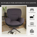 360 Swivel Accent Chair, Modern Chenille Lounge Chair With Faux Leather And Black Metal Base Frame, Comfortable Reading Chair For Small Spaces, Living Room, Bedroom, Reading Corner, Office, Dark Gray Black,Dark Gray Brown Primary Living Space