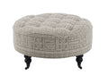 Grey Ottoman With Casters Grey Wood Primary Living Space Backless Pattern Grey Round Armless Fabric Metal