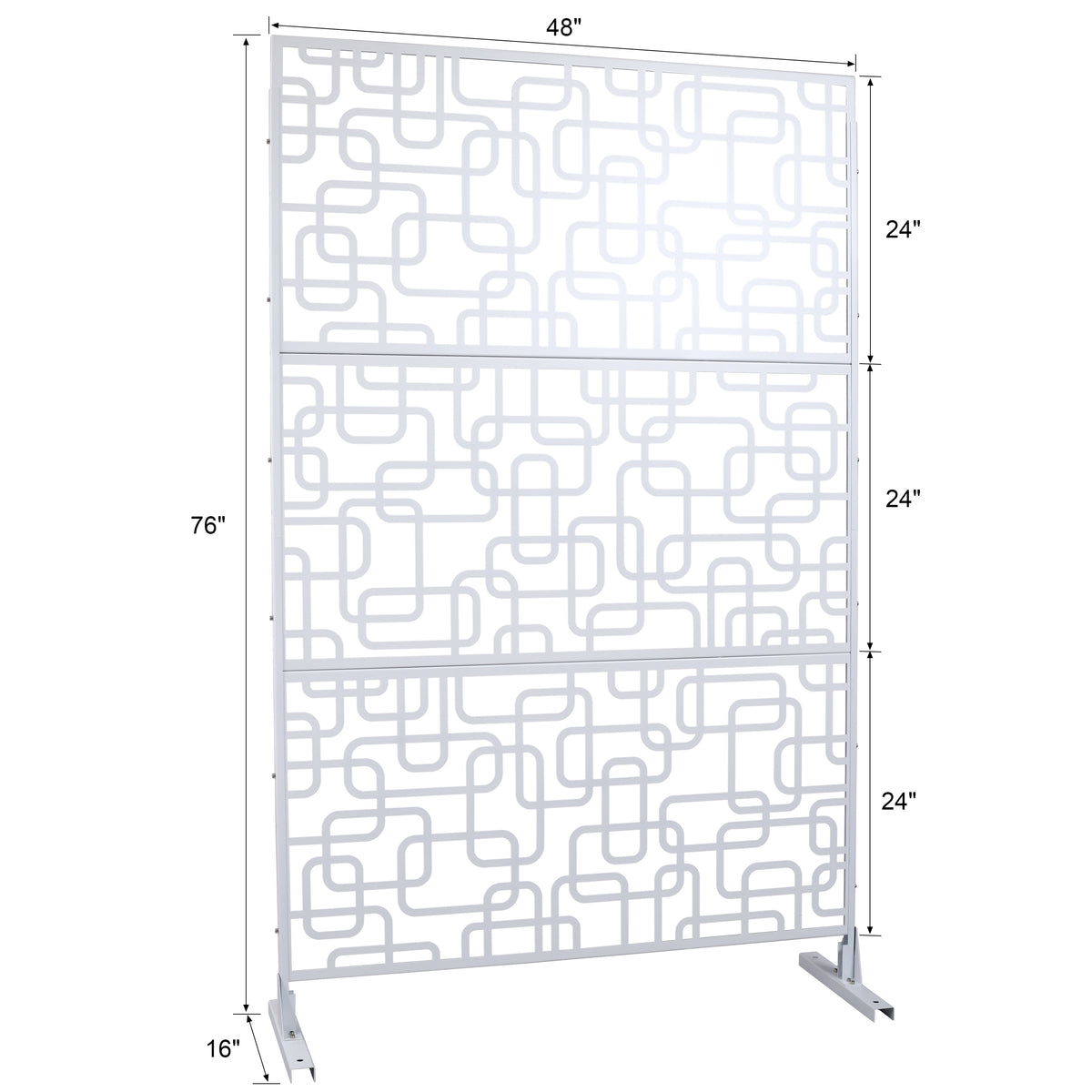Outdoor & Indoor Privacy Screen Metal Privacy Screen 76" H 48" W, Freestanding Decorative Privacy Screen For Deck Balcony Patio, Privacy Fence Panels For Outside Lawn Garden Ps114 White White Steel
