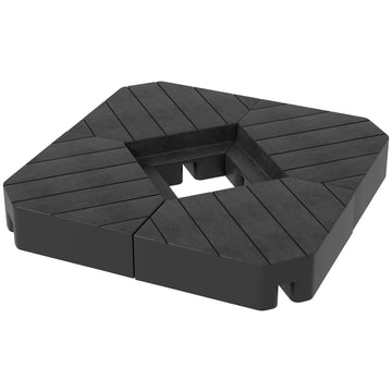 Outsunny 4 Piece Patio Cantilever Umbrella Base Weight Set, Outdoor Offset Umbrella Weights For Umbrella Stand, 132 Lb. Capacity Water Or 176 Lb. Capacity Sand, Black Black Hdpe