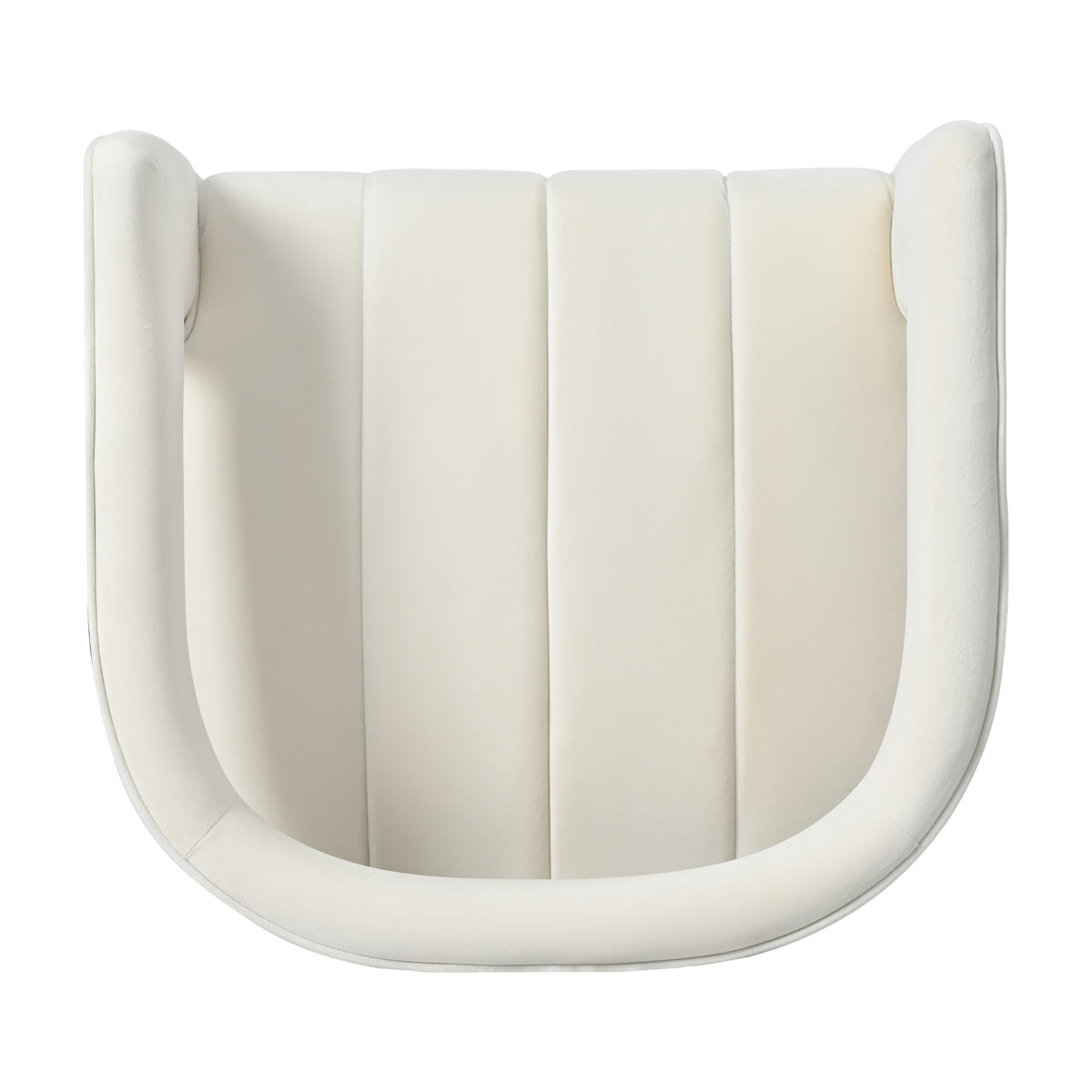 Modern Velvet Accent Chair With Ribbed Detail, Luxury Curved Fully Upholstered Accent Chair, Ivory White No Assembly Needed Ivory White Velvet